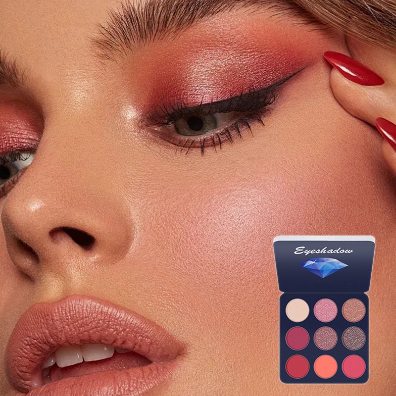 Hot Pink Eyeshadow Palette, Glitter Eye Makeup Palettes, 9 Colour