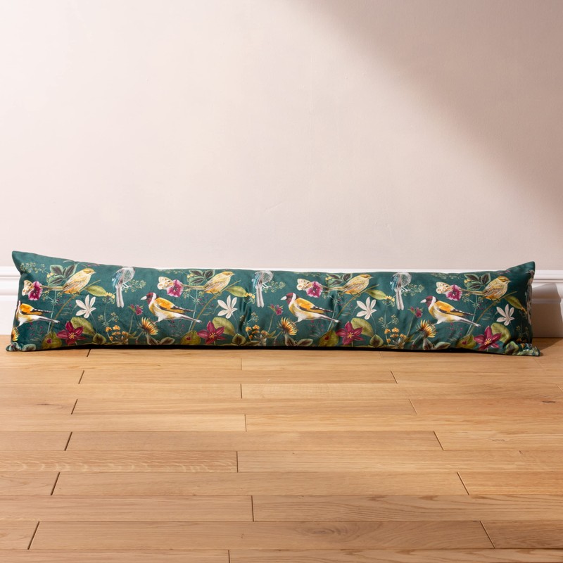 Wylder Nature Midnight Garden Bird Draught Excluder Cover, Teal