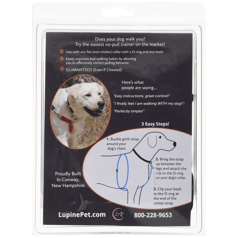 LupinePet Basics 1" Black 26-38" No Pull Harness for Medium-Larger