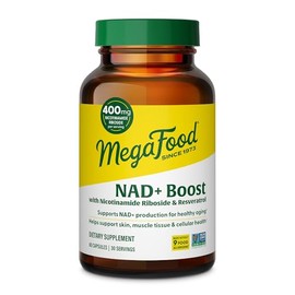 MegaFood NAD + Boost con ribósido de nicotinamida y resveratrol, 60 cápsulas | Supports NAD+ Production for Healthy Aging, with Vitamin B12, B6, Methy