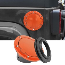 JWWY Fuel Tank Cap Cover Compatible with Jeep Wrangler JK 2007-2017 Accessories Aluminum Alloy Orange