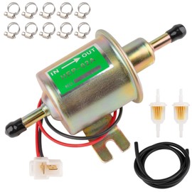 Clatoon Universal Electric Fuel Pump Kit 12V with 6.56 FT 5/16" ID Fuel Line, Inline Low Pressure Fuel Pump 3-6 PSI for Carburetor Lawn Mowers Small Engine Motorcycles ATVs and More
