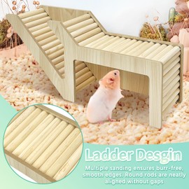 PINVNBY Hamster Climbing Ladder and Tunnel Hideout Wooden Hamster Climbing Toy Cage Decor Accessories for Gerbil Mice or Other Small Animals (Simple Tunnel)