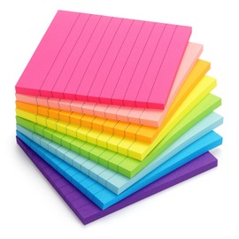 8 Pads Lined Sticky Notes 4x4 Sticky Notes with Lines Self-Stick Note Pads 8 Bright Multi Colors, 50 Sheet/Pad