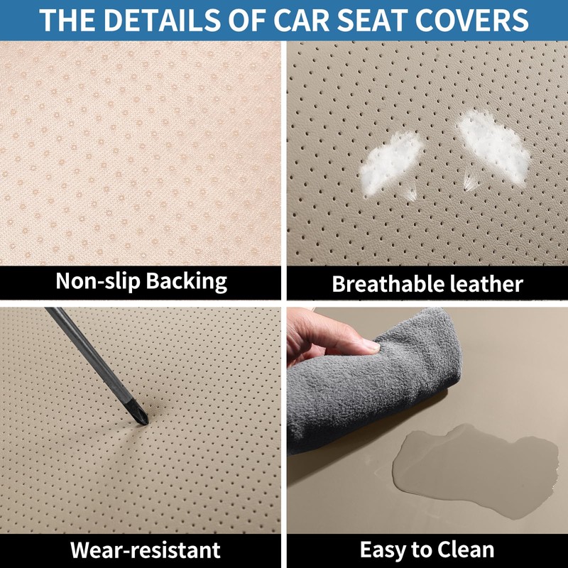 hoozoom Leather Front Car Seat Covers Breathable Seat Covers Waterproof