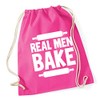 Hippowarehouse Real Men Bake Drawstring Cotton School Gym Bag 37cm