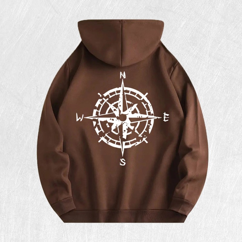 Compass Graphic Hoodie 100% Cotton US Warehouse 6 ColorsColor: Light