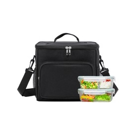 Bolsas de Almuerzo, Lonchera Aislada a Prueba de Fugas, Bolsa Térmica, Bolsa de Almuerzo Aislada Congelable y Duradera con Correa Ajustable para Picnic y la Oficina (negro)