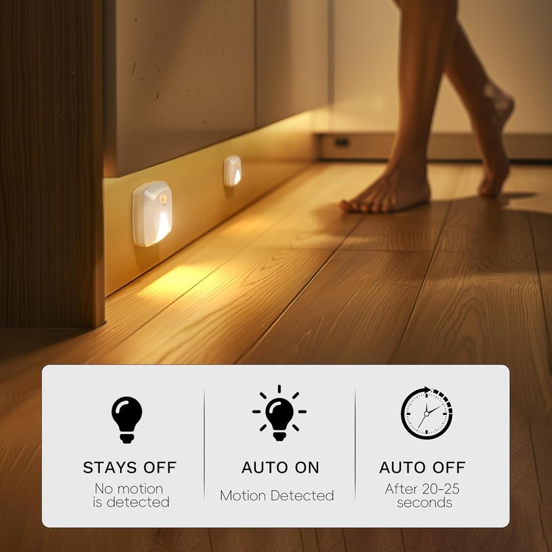 innofox 10-Pack Stick-on Motion Sensor Lights, Warm White LED Night