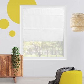 Magnetic Roman Shades for Windows, Cordless Linen Fabric Window Blind Treatment, Easy to Lift, Energy Efficient and Privacy Protection, Light Filtering, 36 X 64, Rodeo White by YELLOW BLINDS