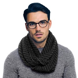 i-Smalls Mens Boys Zane Thick Cable Knit Winter Snood Scarf Neckwarmer (One Size) Grey
