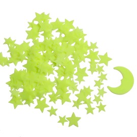 Ymai Pack of 201 yellow glowing 3D star stickers for the wall, ceiling in the bedroom or children's room, long fluorescent luminosity (moon and stars)