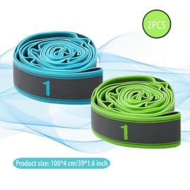 Yoga Stretch Band, 9 Ring Stretch Band, Fitness Stretch Band, High Elastic Exercise Band for Pilates, Dance, Gymnastics, Effective Stretching, Washable, Easy to Wear, Ideal Stretch Band for Hot Yoga