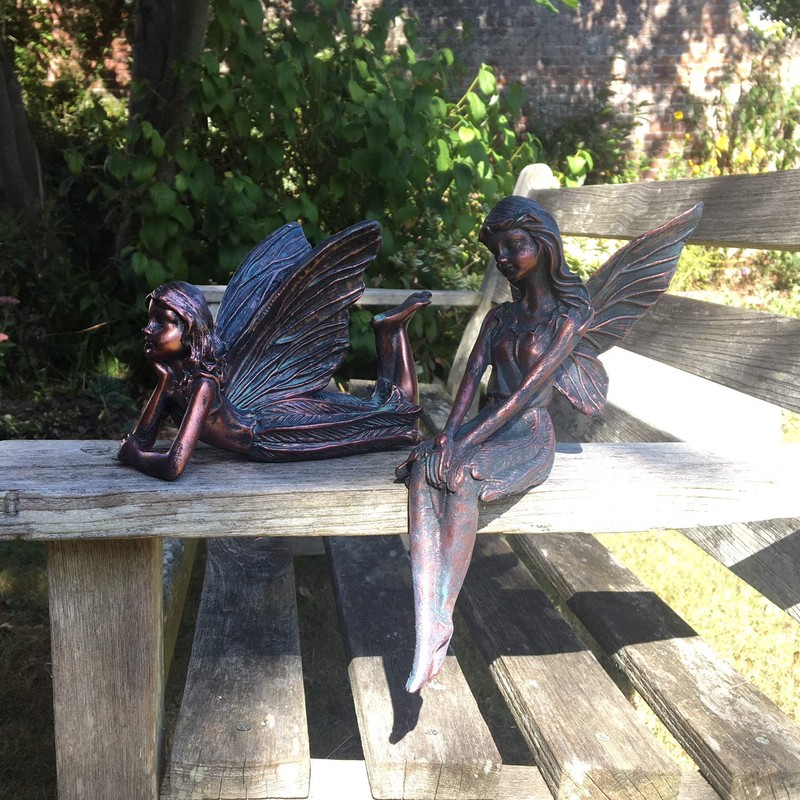 Set of 2 Garden Fairy OrnamentS 12cms tall/Statue Angela and