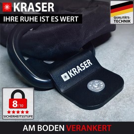 KRASER KR802 Motorcycle Ground Anchor, Anti-Theft, Wall Mounting, Garage, Bicycle Storage, Trailer Lock, Tipping Ring Diameter 14, Compact, Steel, 12.8 x 6.5, Includes Screws, Expansion Dowels