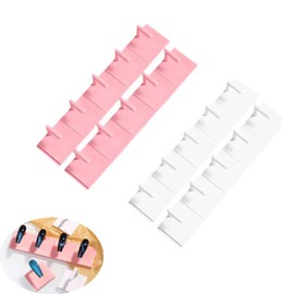 NentMent 20 Pack Nail Practice Stand Tip Holder Display Base Detachable Rack for False Nail Tips Painting Beginner Showing Training Fingernail Art Manicure Tool Home Salon ( White+Pink )