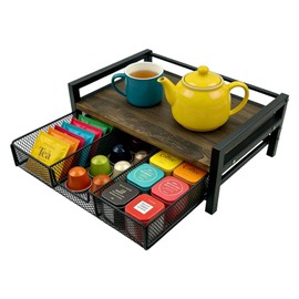Tea Bag Organizer,Tea Organizers and Storage Chest for Countertop,Tea Bag Holder with Drawer,Tea Storage Chests for Home, Office, Kitchen, Coffee Room