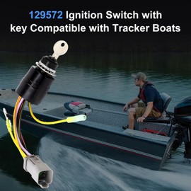 129572 Boat Ignition Switch with 2 Keys Compatible with Tracker Boats, 6 Wire Marine Ignition Switch Connectors with Key 3 Position