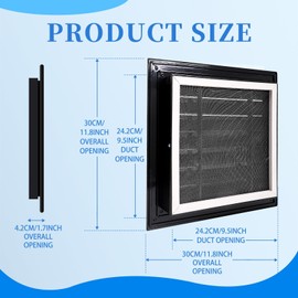 2 Pcs 12" x 12" Gable Vents for House Aluminum Alloy Shed Vent Attic Vents with Screen Wall Vent with Screws, for Ventilation Exterior Doors Wall (Black)