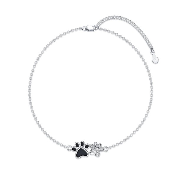 925 Sterling Silver Cat Paw Anklet Foot Bracelet Link Adjustable