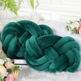 Sintuff 2 Pcs Knot Pillow Soft Decorative Knotted Throw Pillow for Couch Home Sofa Bedroom Decor to Add Comfort and Style(Green,14 x 16 Inch)