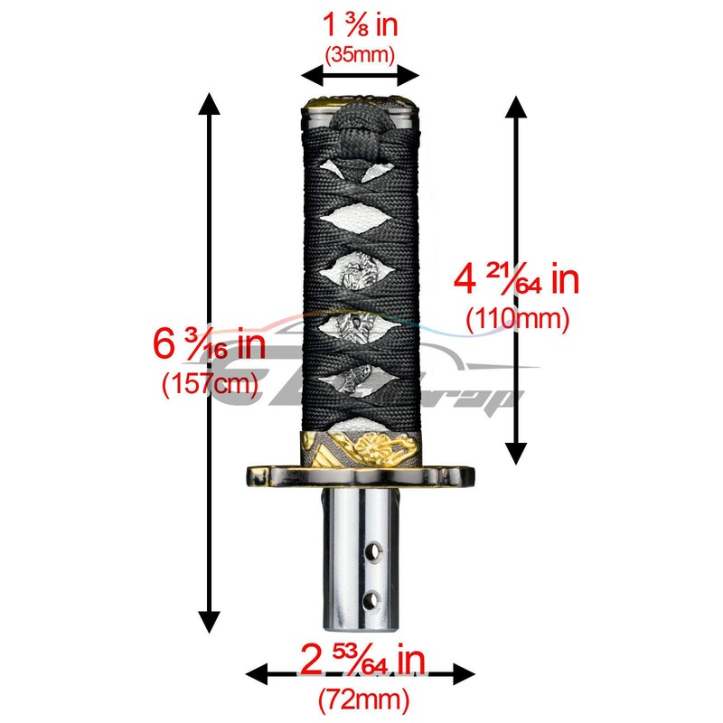 EZAUTO WRAP 10cm Black White Shift Knob Samurai Sword Alloy
