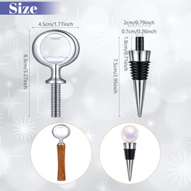 10 Pcs Metal Wine Stopper and 5 Pcs Blank Stainless Steel Bottle Opener Chrome Bottle Stopper Bottle Opener Inserts Set Hardware for Wedding Wine Party Wood Turning DIY Project Craft (Silver)