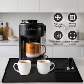 MATIHO Silicone Coffee Mat 24" x 16" Dish Drying Mat Kitchen Countertop Fit Under Coffee Machine (Black)