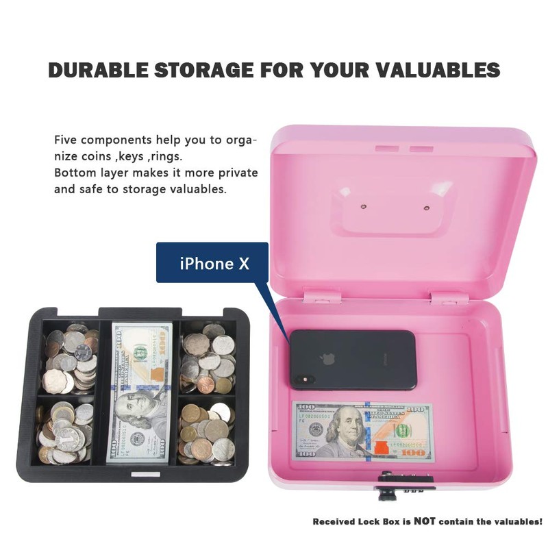 Kyodoled Large Cash Box with Combination Lock,Safe Metal Money Box