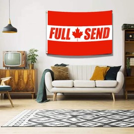 ENMOON Full Send Flag With Canada Maple (3x5ft, Vivid Color, 150D) Banner Anti-Fade Poly with Two Brass Grommets Banner for Room/Shop/Garage Decor