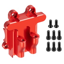 LSG Aluminum Front Rear Diff Cover Set Transmission Case for Arrma 1/18 1/14 Granite Grom/Typhon Grom 1/16 Mojave Grom 223S RC Car Upgrade Parts（Red）