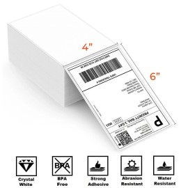 UPS 6000 Blank 4 x 6 Direct Thermal Fanfold Peel & Stick UPS Shipping Labels Bulk - 6000