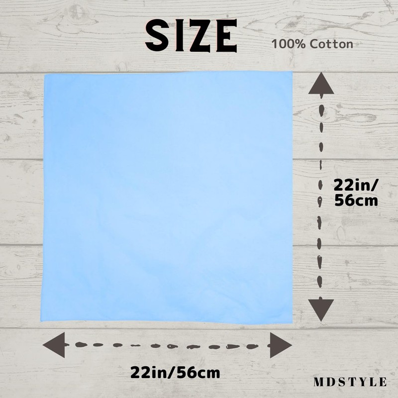 MDSTYLE 100% Cotton Solid Color Bandana for Men & Women