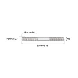 sourcing map 5pcs M6x60mm Pushrod Connector,Stainless Rod Double End Threaded,Double End Threaded Rod 304 Stainless Steel Rod Linkage,for RC Boat,DIY RC Car,Airplane,Helicopter