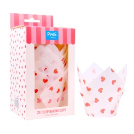 PME Valentines Tulip Muffin Cases - Love Hearts, Set of 24