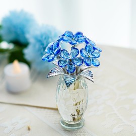 H&D HYALINE & DORA H&D HYALINE & DORA Blue Crystal Forget Me Not Flower Figurine,Flower Gifts for Women,Crystal Glass Flower Collectible Ornaments for Home Decor Table Centerpiece