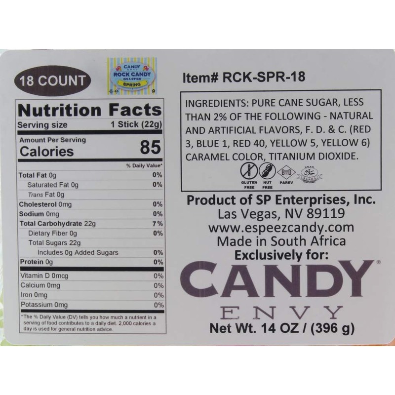 Spring Rock Candy on a Stick - 18 Count -