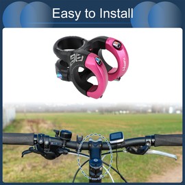 INFINAUTO Mountain Bike Stem Short Handlebar, 31.8mm Stem 40mm, Bicycle Road Bike MTB BMX Fixie Gear Cycling, 0-Degree Rise Cycles Short Stem, Black Pink, 1 Pc