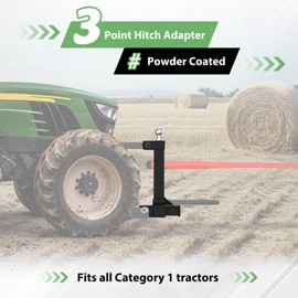 Wutist 3 Point Hitch Adapter Compatible with All Category 1 Tractors W/2" Receiver, 1-7/8" Gooseneck Ball Quick Hitch Attachment Tractor Towing Hitch Black Powder Coated