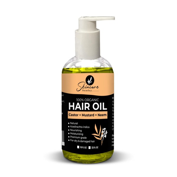 SKINCARE SUNDAY 100% Organic Triple Oil Blend - Neem, Castor,