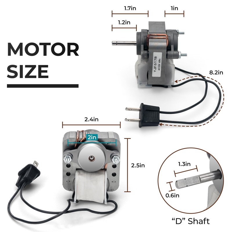 Upgraded 70CFM Bathroom Exhaust Fan Motor Replace 99080166 BP28 YJF6178