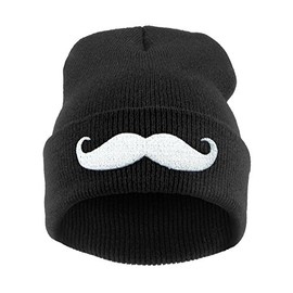Beanie Mütze Damen Herren Bad Hair Day Commes des 1994 HAT Hats, Morefazltd (TM) (Schwarzer Schnurrbart)