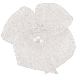 Offray 16509-29 Ribbon Bows with Pearl Center Sheer, White, 10-Pack