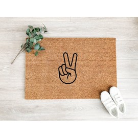 Peace Sign Doormat Welcome Mat Cute Doormat Front Porch Decor Doormat Boho Decor Funny Door Mat Housewarming Gift Indoor Outdoor Doormat Bathroom Doormat 20x32 Inches