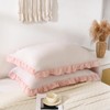 Herside Beige Pink Ruffled Pillowcase 2pcs Rustic Ruffle Fringe Design