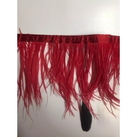 perial co inc Ostrich Feather Fringe ,sold by yards ,5-7 inches lenght ,red color mix with