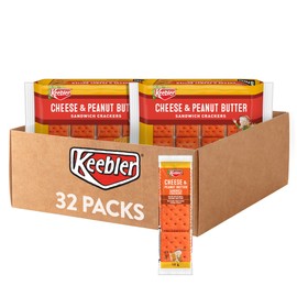 Keebler Sandwich Crackers, Lunch Snacks, Cheese and Peanut Butter (4 Trays, 32 Packs)