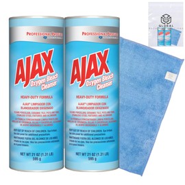 Ajax Professional Heavy Duty Oxygen Bleach Powder Cleanser 21 Oz (Pack of 2) bundled with Micro Fiber Cloth