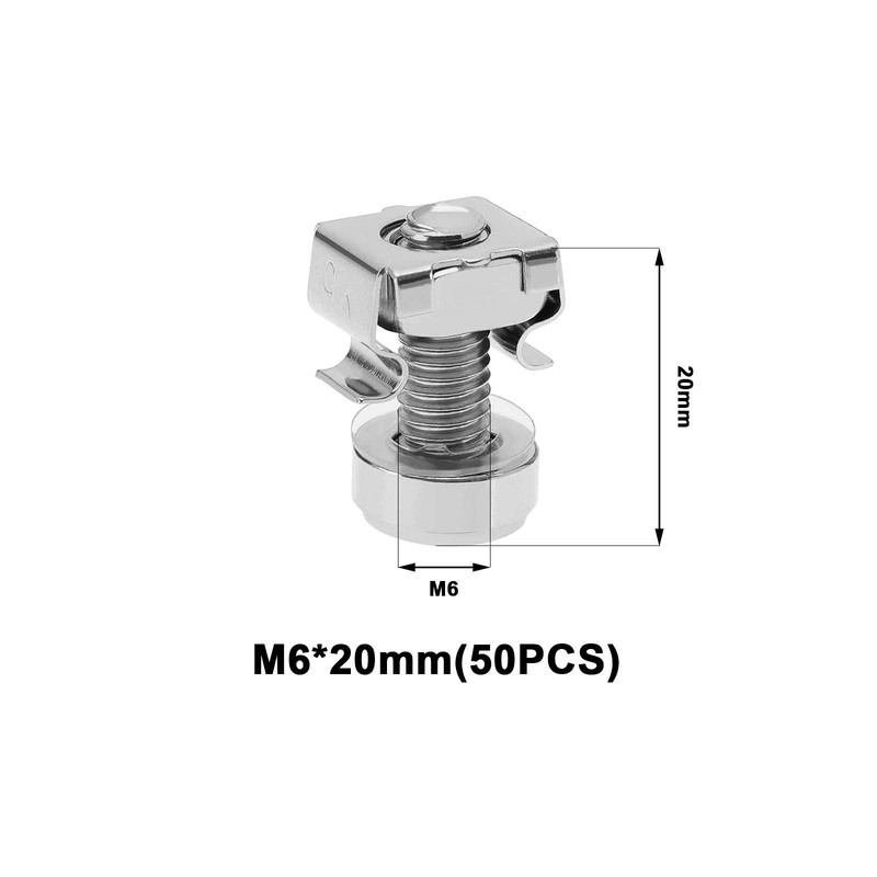 YINETTECH 50Pcs M6 Cage Nuts Replacement with Rack Mount Screws