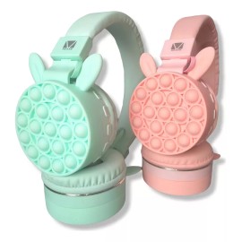 Maíz 3x2 Audifonos Bluetooth Diadema Conejo Orejas Kawaii Pop It Color Ab Luz Ab